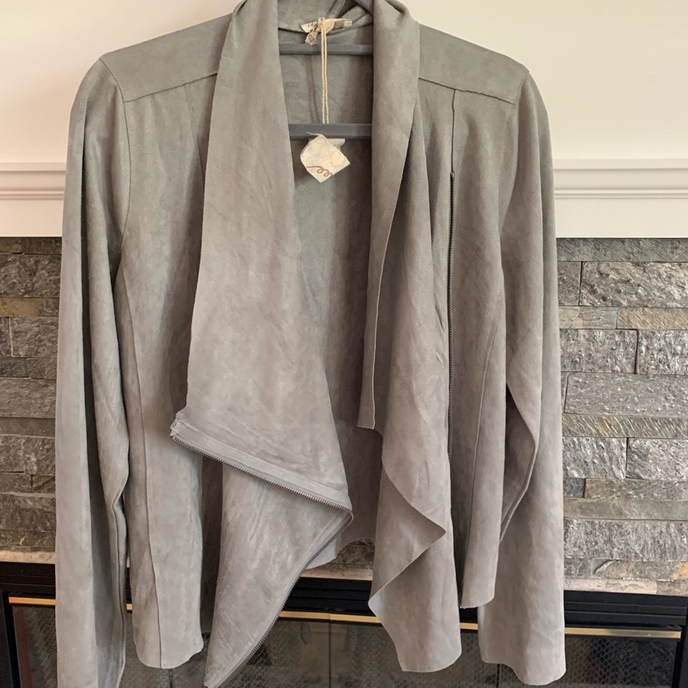 Mystree Lucy Drape Front Suede Jacket